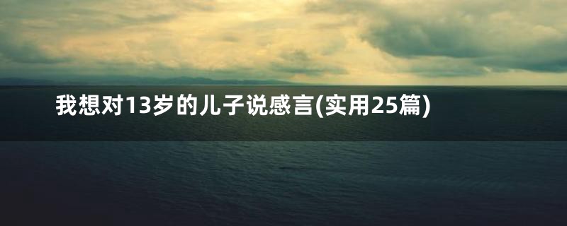 我想对13岁的儿子说感言(实用25篇)