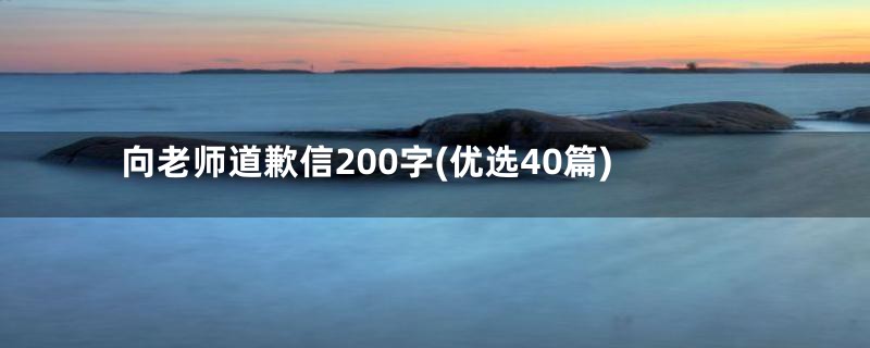 向老师道歉信200字(优选40篇)