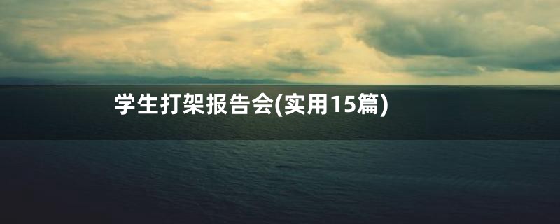 学生打架报告会(实用15篇)