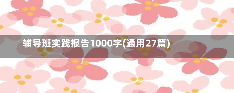 辅导班实践报告1000字(通用27篇)