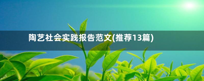 陶艺社会实践报告范文(推荐13篇)