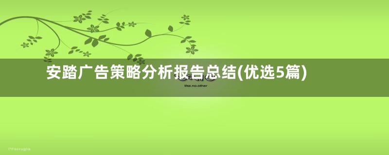 安踏广告策略分析报告总结(优选5篇)