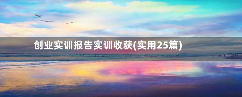 创业实训报告实训收获(实用25篇)