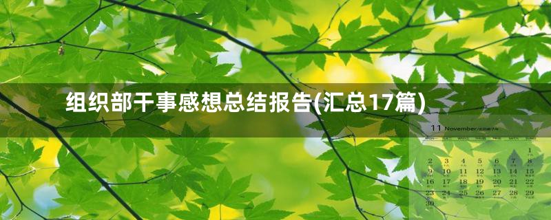 组织部干事感想总结报告(汇总17篇)