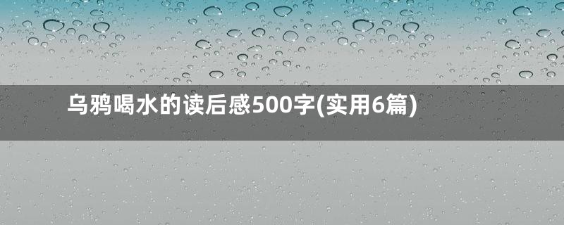 乌鸦喝水的读后感500字(实用6篇)