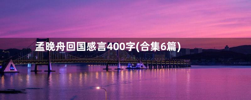 孟晚舟回国感言400字(合集6篇)