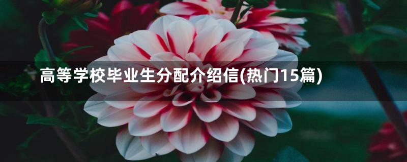 高等学校毕业生分配介绍信(热门15篇)