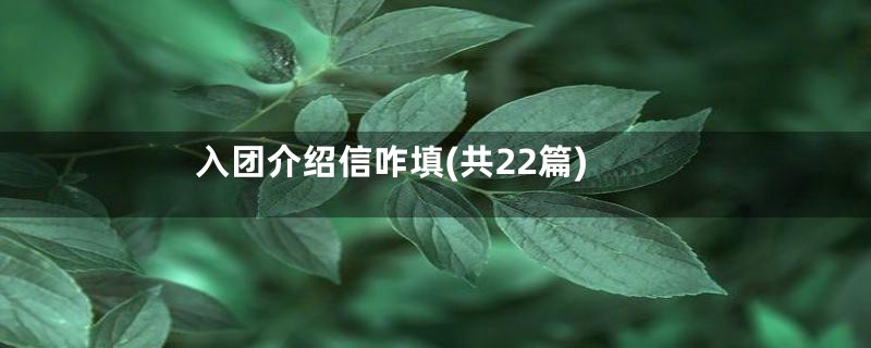 入团介绍信咋填(共22篇)