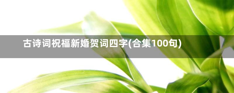 古诗词祝福新婚贺词四字(合集100句)