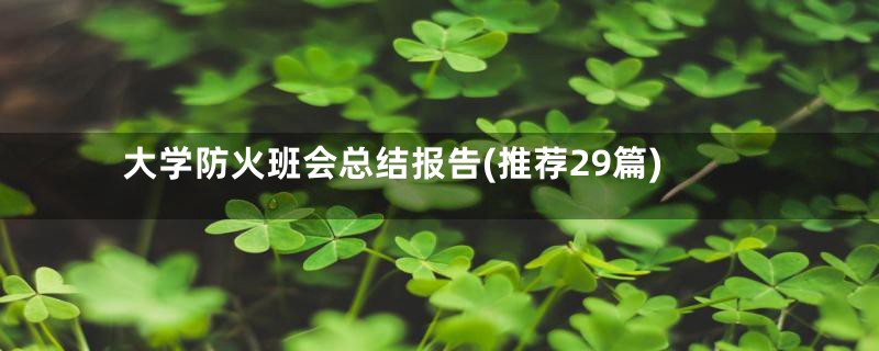 大学防火班会总结报告(推荐29篇)