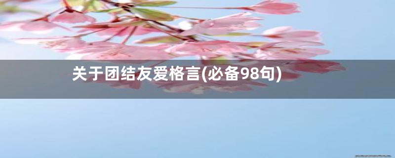 关于团结友爱格言(必备98句)