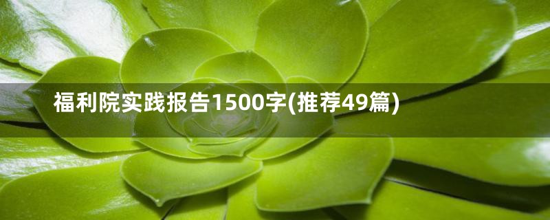 福利院实践报告1500字(推荐49篇)