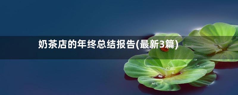 奶茶店的年终总结报告(最新3篇)