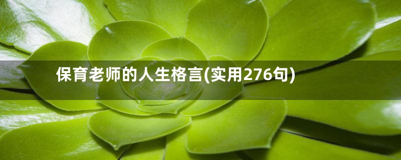 保育老师的人生格言(实用276句)