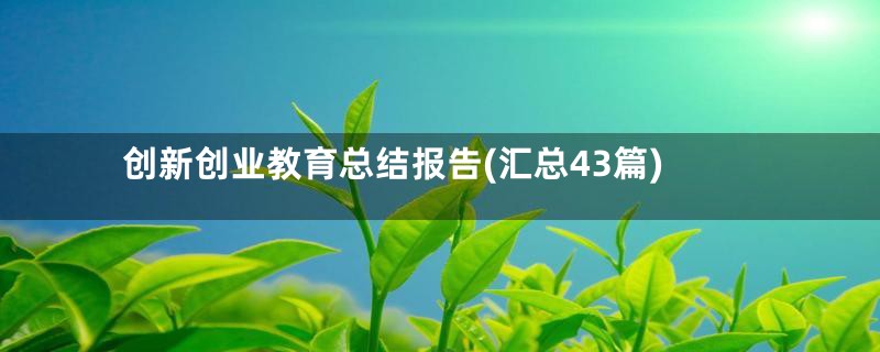 创新创业教育总结报告(汇总43篇)