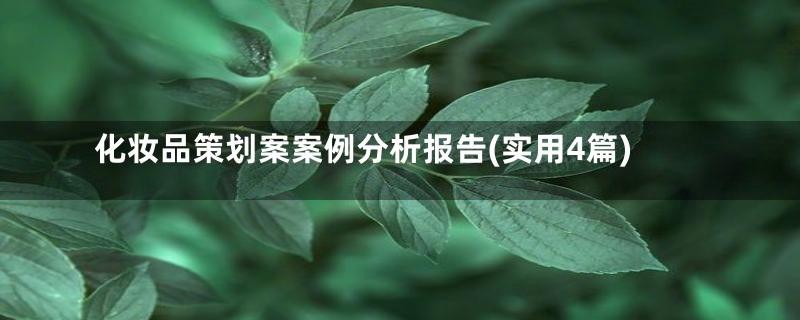 化妆品策划案案例分析报告(实用4篇)