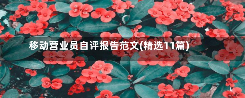 移动营业员自评报告范文(精选11篇)