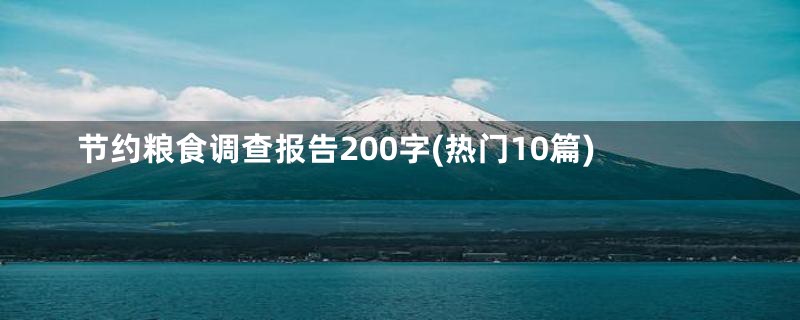 节约粮食调查报告200字(热门10篇)