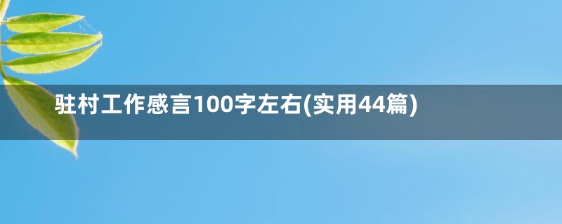 驻村工作感言100字左右(实用44篇)