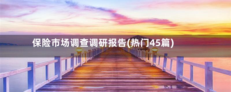 保险市场调查调研报告(热门45篇)