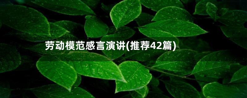 劳动模范感言演讲(推荐42篇)