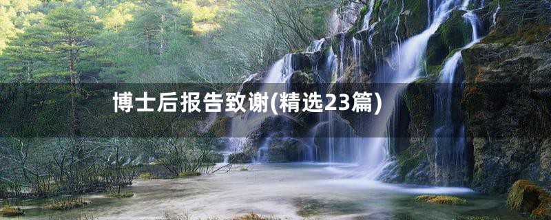 博士后报告致谢(精选23篇)