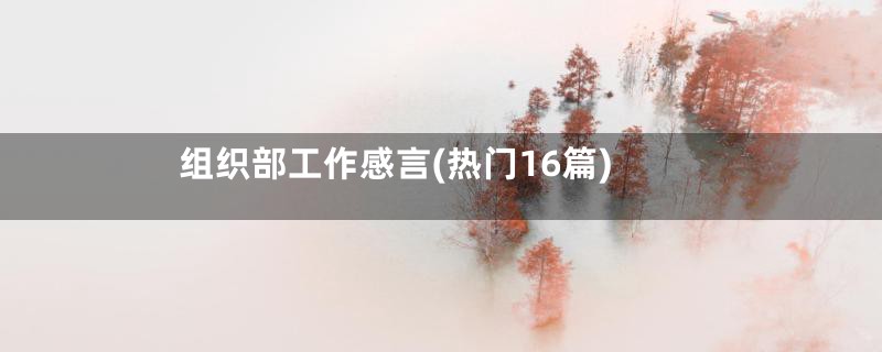 组织部工作感言(热门16篇)