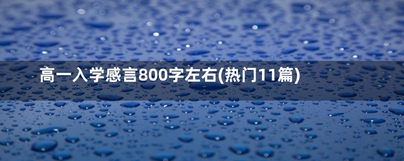 高一入学感言800字左右(热门11篇)