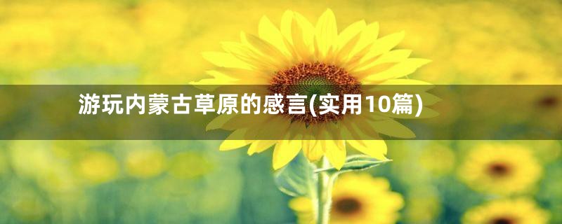 游玩内蒙古草原的感言(实用10篇)