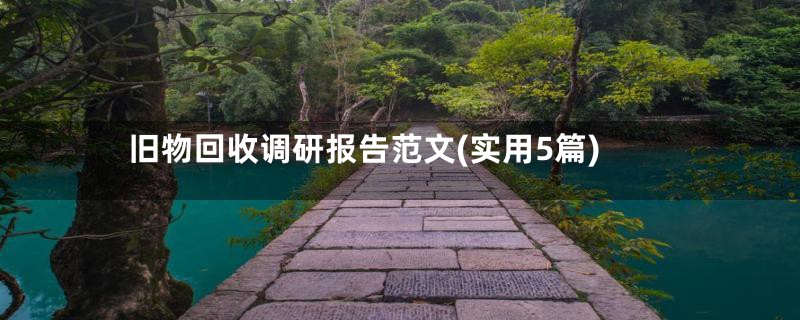 旧物回收调研报告范文(实用5篇)