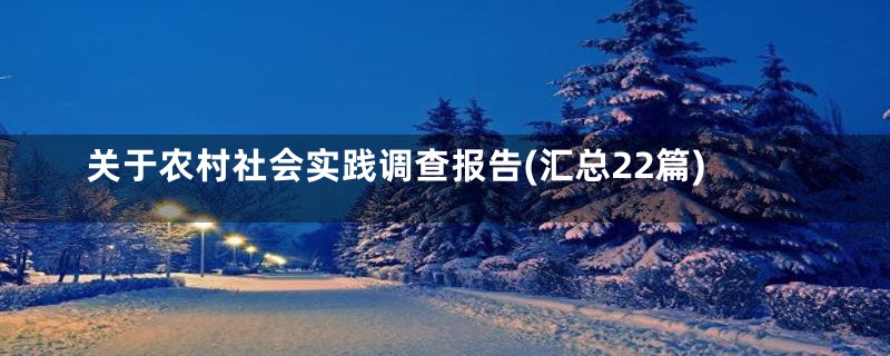 关于农村社会实践调查报告(汇总22篇)