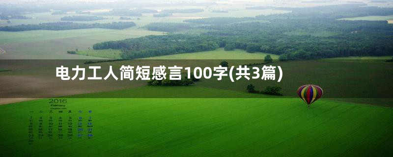 电力工人简短感言100字(共3篇)