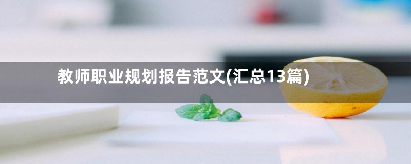 教师职业规划报告范文(汇总13篇)