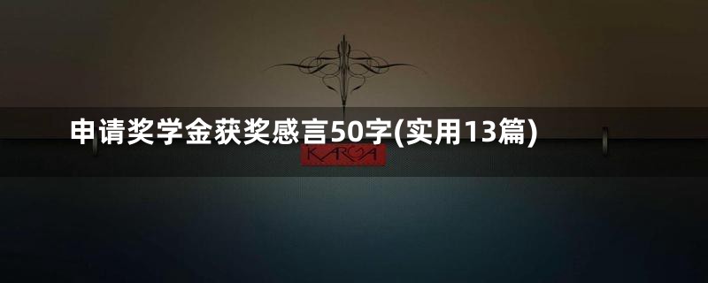 申请奖学金获奖感言50字(实用13篇)