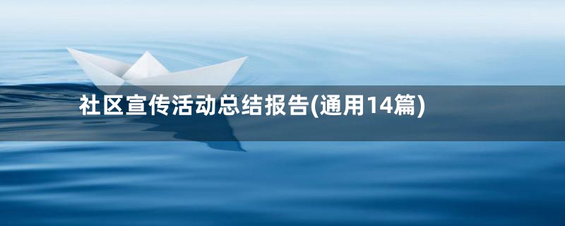 社区宣传活动总结报告(通用14篇)