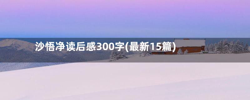 沙悟净读后感300字(最新15篇)