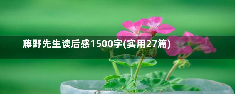 藤野先生读后感1500字(实用27篇)