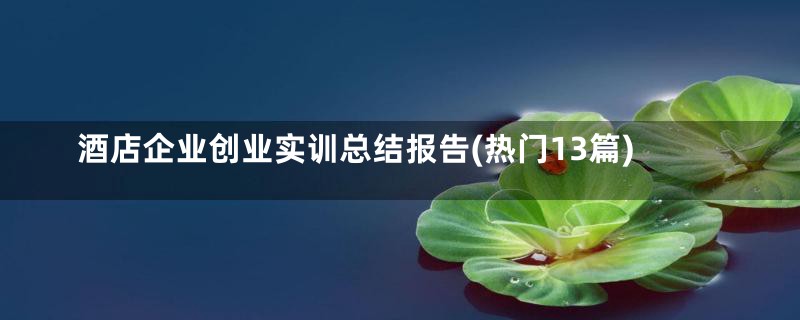 酒店企业创业实训总结报告(热门13篇)