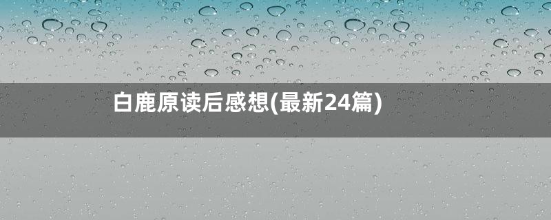 白鹿原读后感想(最新24篇)