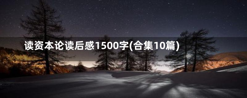 读资本论读后感1500字(合集10篇)