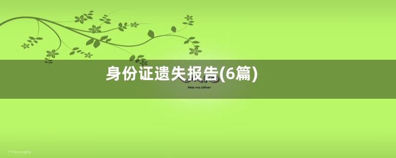 身份证遗失报告(6篇)