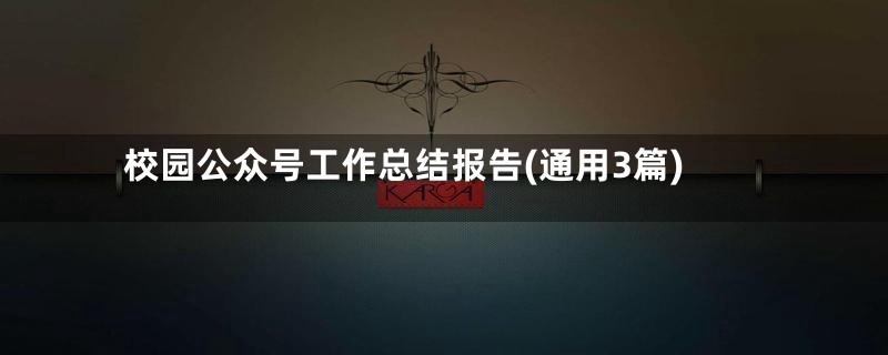 校园公众号工作总结报告(通用3篇)