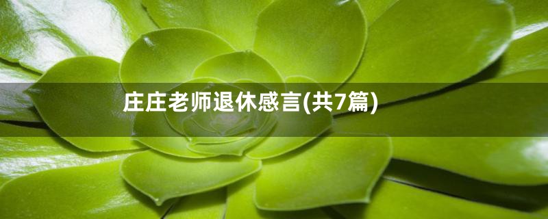 庄庄老师退休感言(共7篇)