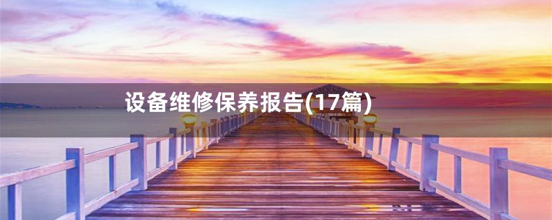 设备维修保养报告(17篇)