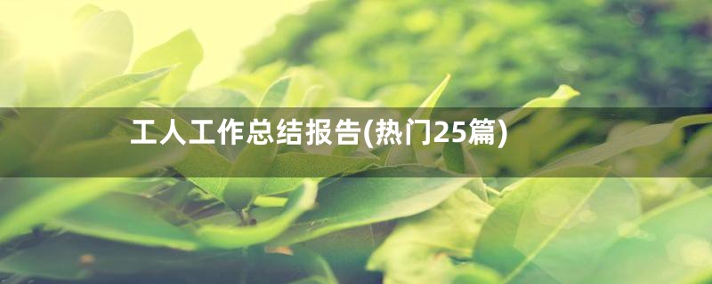 工人工作总结报告(热门25篇)