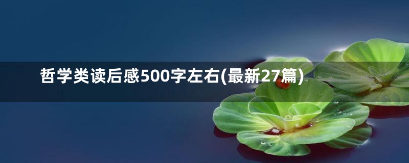 哲学类读后感500字左右(最新27篇)