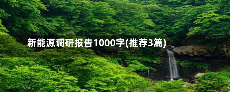 新能源调研报告1000字(推荐3篇)